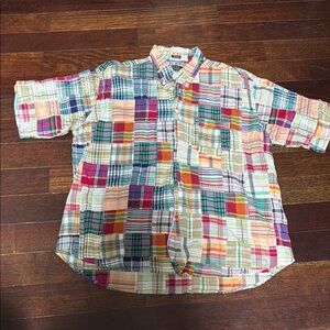 Pink and Red Casual Button Down Shirt with Lightweight Cotton